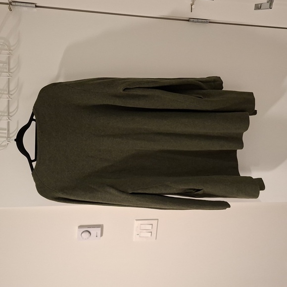 J. Crew Women's Forest Green Open Front/Waterfall 100% Cotton Cardigan (Size XL) - Picture 5 of 6